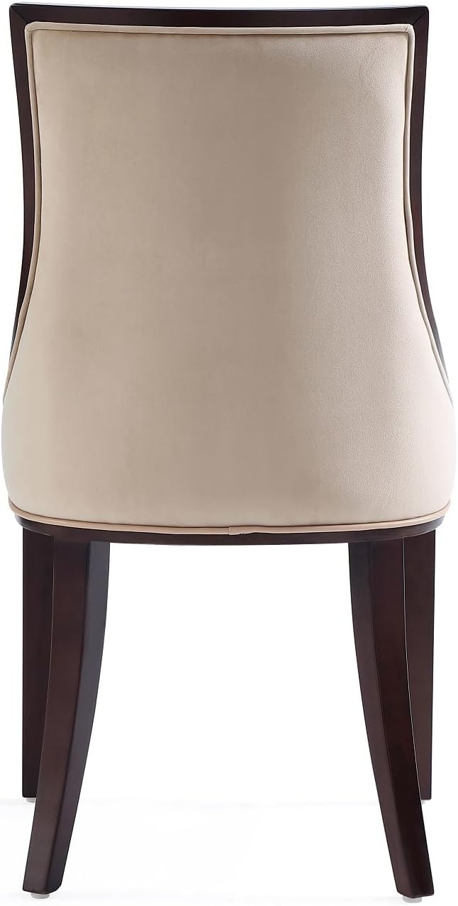 Manhattan Comfort Grand Avenue Faux Leather Dining Chairs, Parsons Accent Furniture with Padded Wingback Seat and Solid Beech Wood Frame, Set of 2, Tan