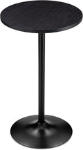 Glitzhome 39.5" H Round Bar Table Pub Table, Wood Top with Metal Leg and Base, Charcoal Gray Walnut Veneer Finish Bar Height Cocktail Table for Kitchen Island,Bistro,Restaurant (Charcoal Gray)