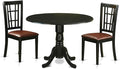 East West Furniture DLNI3-BLK-LC 3 Piece Dining Table Set for Small Spaces Contains a Round Dining Room Table with Dropleaf and 2 Faux Leather Upholstered Chairs, 42x42 Inch, Black