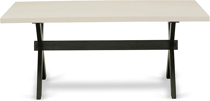 East West Furniture X627MZ650-6 6 Piece Dining Table Set Contains a Rectangle Kitchen Table and 4 Dark Gotham Grey Linen Fabric Parson Chairs with a Bench, 40x72 Inch, Multi-Color
