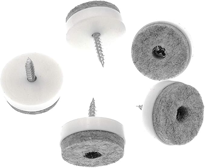 ALIMITOPIA 40pcs Screw-on Furniture Felt Pad Chair Glide Slider Hardwood Floor Protector for Wooden Leg Feet of Chair Table Furniture(Φ20mm or 0.8";White)