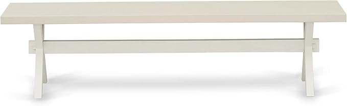 East West Furniture X027EN206-6 6 Piece Kitchen Table Set Contains a Rectangle Dining Table with X-Legs and 4 Dark Shitake Linen Fabric Parson Chairs with a Bench, 40x72 Inch, Multi-Color
