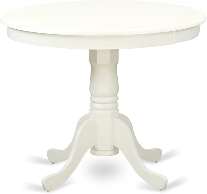 East West Furniture ANAS5-LWH-43 5 Piece Dinner Table Set contain A Wooden Table and 4 Willow Green Polyester Fabric Kitchen Chairs with Stylish Back- Linen White Finish