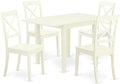 East West Furniture NDBO5-LWH-W 5 Piece Dining Room Table Set Includes a Rectangle Dining Table with Dropleaf and 4 Wood Seat Chairs, 30x48 Inch, Linen White