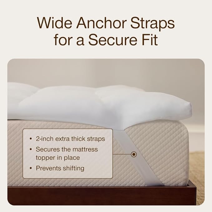 Coop Home Goods Essence Down Alternative Mattress Topper Twin, Plush 2-Inch Gusset and Baffle Box Design for Even Support and Comfort, Premium Bed Topper for Pressure Relief, Oeko-TEX Certified