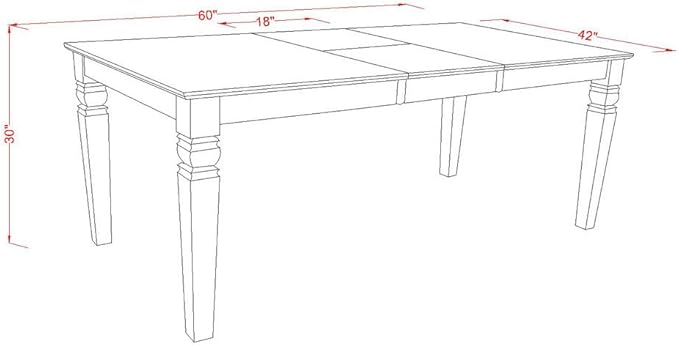 East West Furniture WEIP5-WHI-C 5 Piece Dining Room Table Set Includes a Rectangle Kitchen Table with Butterfly Leaf and 4 Linen Fabric Upholstered Dining Chairs, 42x60 Inch, Linen White
