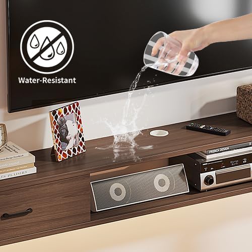 Floating TV Stand with 2 Doors,94'' Wall-Mounted TV Console,Floating TV Cabinet,Floating Console Shelf,Wall Mounted TV Cabinet(Walnut)