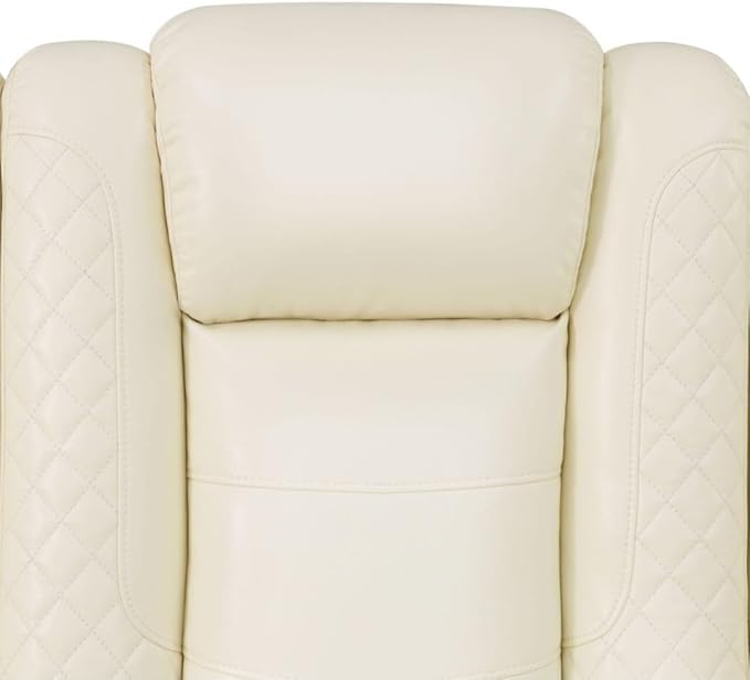Electric Power Recliner Loveseat Set Living Room Furniture, Comfy Home Theater Breathing Leather Seating with USB 2.0 Charging Ports, LED Light Strips, Mid Console and Cupholders (White-2)