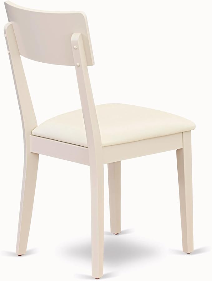 East West Furniture CAAD5-LWH-LC 5 Piece Dining Room Table Set Includes a Rectangle Kitchen Table and 4 Faux Leather Upholstered Dining Chairs, 36x60 Inch, Linen White