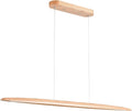 71" 40W Wood LED Linear Pendant Light Fixture Led Dining Room Light Dimmable Hanging Light Fixture for Dining Room Kitchen Island Pool Table Lights Natural Ash