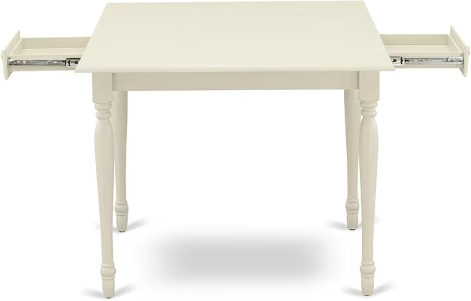 East West Furniture MZDA3-LWH-W 3 Piece Dining Room Furniture Set Contains a Rectangle Kitchen Table with Dropleaf and 2 Dining Chairs, 36x54 Inch, Linen White