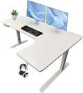63 x 24 Inch Electric Standing Desk L Shaped Corner Height Adjustable Ergonomic Workstation Computer Desk (Right Corner, White Top and Frame)