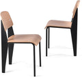 LOKKHAN Dining Chairs, Vintage Wood Metal Home Kitchen Breakfast Cafe Chairs, Backrest Stool, Study Chair, Modern Commercial Conference Restaurant Chairs, Oak Seat-2-Pcs Set