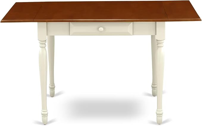 East West Furniture MZNI5-WHI-W 5 Piece Dining Table Set for 4 Includes a Rectangle Kitchen Table with Dropleaf and 4 Dining Room Chairs, 36x54 Inch, Buttermilk & Cherry