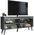 Madesa Compact TV Stand Cabinet with 4 Shelves and Cable Management for 50, 55 Inch TV Media Storage Unit Living Room and Bedroom Modern Wooden Television Media Console - Grey