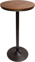 Round Bar Height Bistro Pub Table - Natural Wood Top, Heavy Metal Frame, 21.7 Inch Top, 40.5 Inch Height