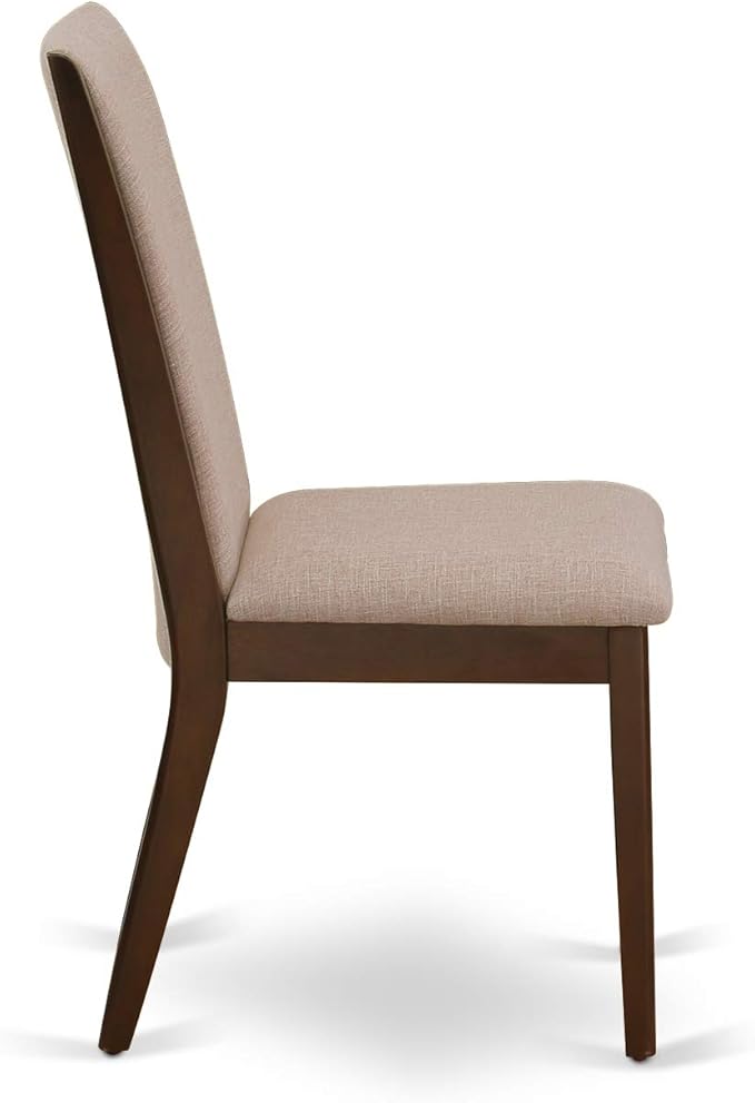 East West Furniture MZLA3-MAH-04 3 Piece Dinette Set for Small Spaces Contains a Rectangle Dining Table with Dropleaf and 2 Light Tan Linen Fabric Parson Chairs, 36x54 Inch, Mahogany