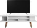 Manhattan Comfort Utopia 70.47" Freestanding Entertainment Center for Living Room, Mid Century Modern TV Stand with Shelves, Storage and Media Holes, Fits 65" Screens, 70.47 Inches, White