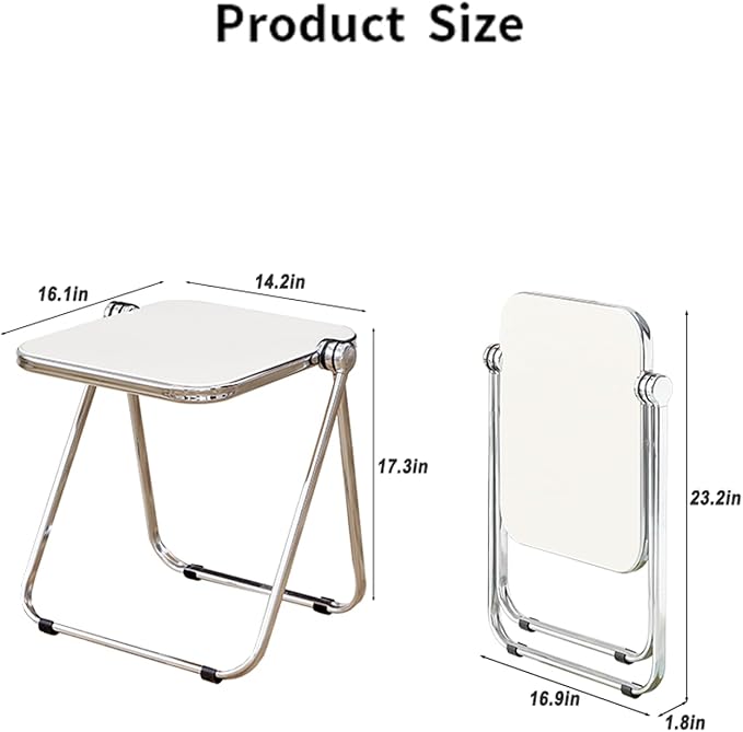 16.2" × 14.1" Acrylic Folding Table, Small Lightweight End Table for Living Room, Bedroom and Small Room, Sturdy Metal Frame with No Assembly Required, Space-Saving Storage Design (Grey)