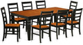 East West Furniture LGPF9-BCH-W 9 Piece Modern Dining Table Set Includes a Rectangle Wooden Table with Butterfly Leaf and 8 Dining Chairs, 42x84 Inch, Black & Cherry