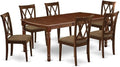 East West Furniture DOCL7-MAH-C 7 Piece Kitchen Table & Chairs Set Consist of a Rectangle Butterfly Leaf Dining Table and 6 Linen Fabric Upholstered Chairs, 42x78 Inch, Mahogany