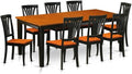 East West Furniture QUAV9-BCH-W 9 Piece Dining Table Set Includes a Rectangle Dining Room Table with Butterfly Leaf and 8 Wood Seat Chairs, 40x78 Inch, Black & Cherry