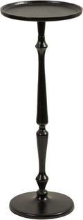 Kate and Laurel Carling Traditional Metal Round Drink Table, 9 x 9 x 22, Black, Vintage Cast Aluminum Accent Table with Unique Spindle Design for Use as Indoor Plant Stand or Living Room Decor Piece