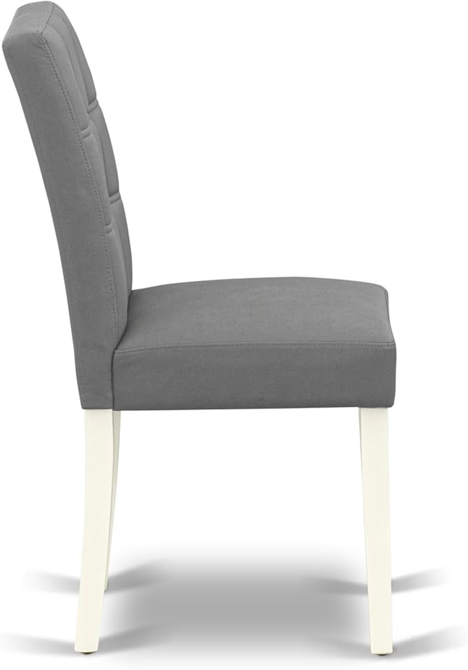 East West Furniture DOAS9-LWH-41 9 Piece Dining Table Set Includes A Kitchen Table and 8 Platinum Gray Polyester Fabric Person Chairs with Stylish Back- Linen White Finish