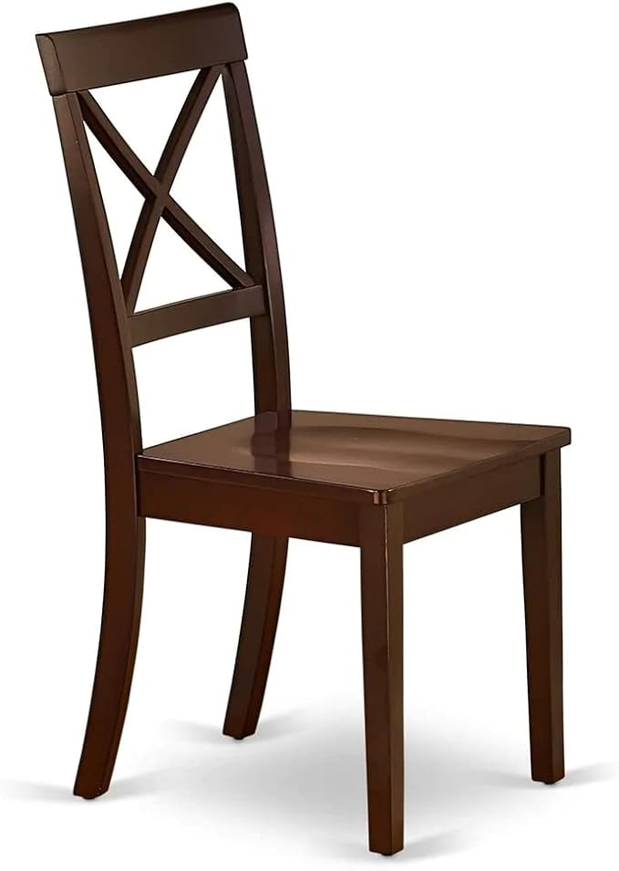 East West Furniture ESBO3-MAH-W 3 Piece Dining Room Table Set Contains a Round Kitchen Table with Pedestal and 2 Dining Chairs, 30x30 Inch, Mahogany