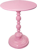 Benkyo Pink Round End Side Table Modern Metal Pedestal Spindle Side Tables for Living Room Bedroom，Pink