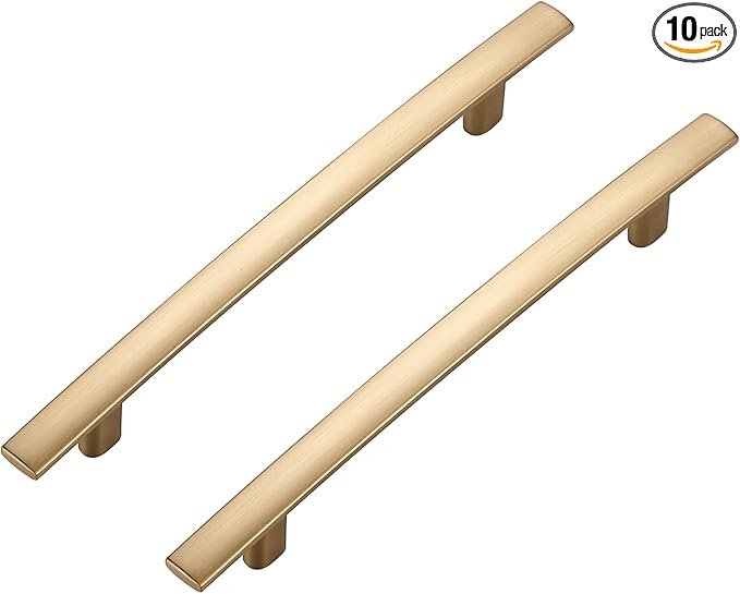 10 Pack Cabinet Handles 5" Hole Center - Curved Cabinet Pulls Champagne Bronze Drawer Pulls for Kitchen Cupboard Solid Handles for Dresser Drawer Arch Closet Hardware
