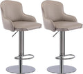 Black Titanium Stainless Steel Bar Stools,Grade Modern Leather Bar Chair with Backrest,Swivel Adjustable Height for Kitchen Counter and Dining Room (Grey Leather-2pcs)