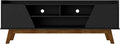 Manhattan Comfort Marcus Mid Century Modern 65 Inch TV Stand with Solid Wood Legs, Cable Management, 5 Shelves and Soft Close Doors, Entertainment Center and Media Console for Living Room, Black