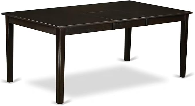 East West Furniture HEDR7-CAP-03 7 Piece Kitchen Table & Chairs Set Consist of a Rectangle Dining Table with Pedestal and 6 Brown Linen Fabric Parson Chairs, 42x72 Inch, Cappuccino