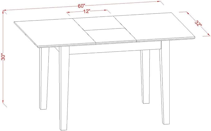 East West Furniture PSNO5C-MAH-W 5 Piece Kitchen Table & Chairs Set Includes a Rectangle Dining Table with Butterfly Leaf and 2 Dining Room Chairs with 2 Benches, 32x60 Inch, Mahogany