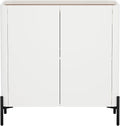 Manhattan Comfort Abbey Accent Cabinet with Doors, Tray Top Design and Adjustable Shelves, Sleek Modern Storage Furniture for Dining Area, Living Room, Bedroom, Entryway, Maple and Off White