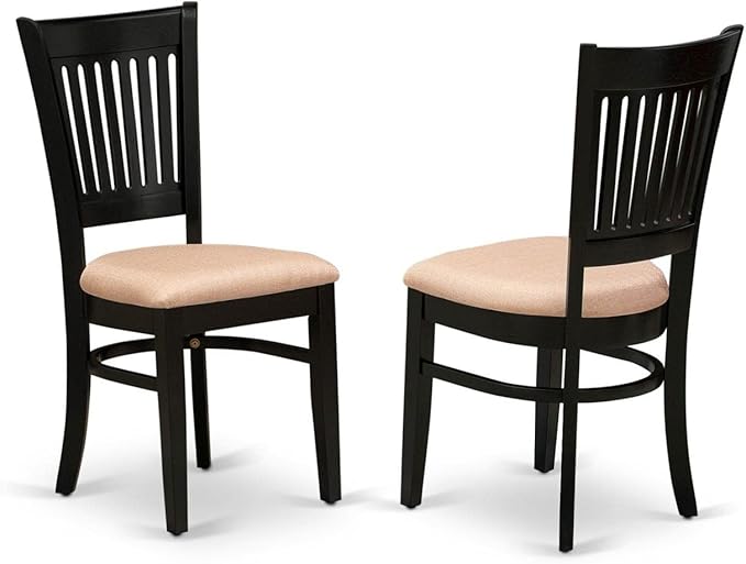 East West Furniture DLVA3-BLK-C 3 Piece Kitchen Table Set for Small Spaces Contains a Round Dining Room Table with Dropleaf and 2 Linen Fabric Upholstered Chairs, 42x42 Inch, Black