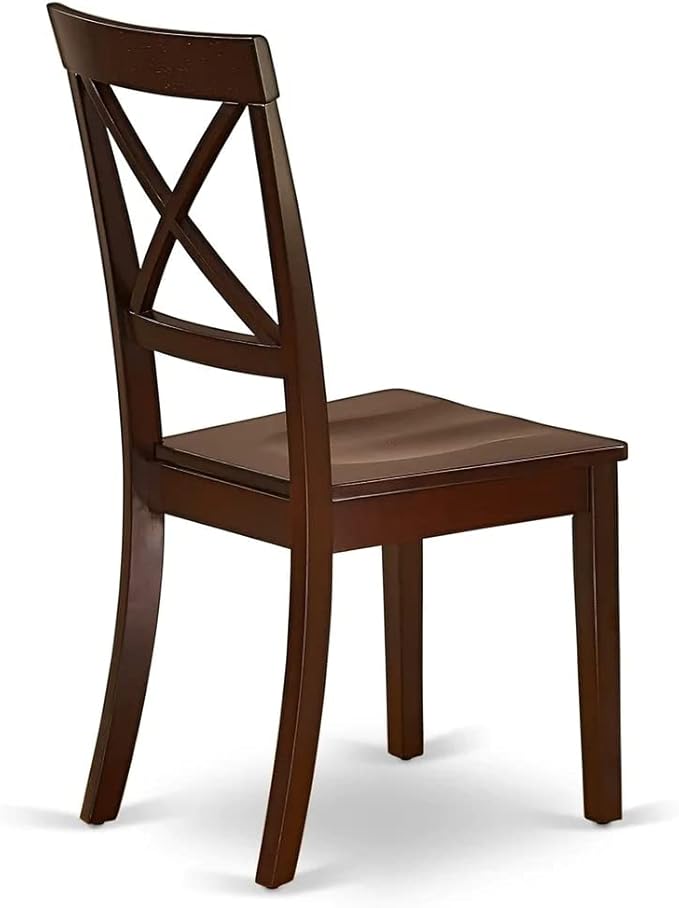 East West Furniture ESBO3-MAH-W 3 Piece Dining Room Table Set Contains a Round Kitchen Table with Pedestal and 2 Dining Chairs, 30x30 Inch, Mahogany