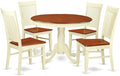 East West Furniture HLWE5-BMK-W 5 Piece Dining Room Table Set Includes a Round Kitchen Table with Pedestal and 4 Dining Chairs, 42x42 Inch, Buttermilk & Cherry