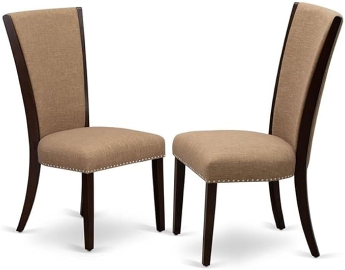 East West Furniture DOVE7-MAH-47 7 Piece Dining Table Set Consist of a Rectangle Butterfly Leaf Kitchen Table and 6 Light Sable Linen Fabric Parsons Chairs, 42x78 Inch, Mahogany