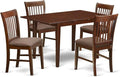 East West Furniture PSNO5-MAH-C 5 Piece Kitchen Table & Chairs Set Includes a Rectangle Dining Table with Butterfly Leaf and 4 Linen Fabric Dining Room Chairs, 32x60 Inch, Mahogany
