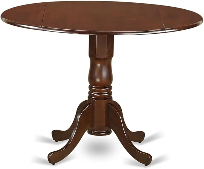 East West Furniture DLDA3-MAH-W 3 Piece Kitchen Table Set for Small Spaces Contains a Round Dining Table with Dropleaf and 2 Dining Room Chairs, 42x42 Inch, Mahogany