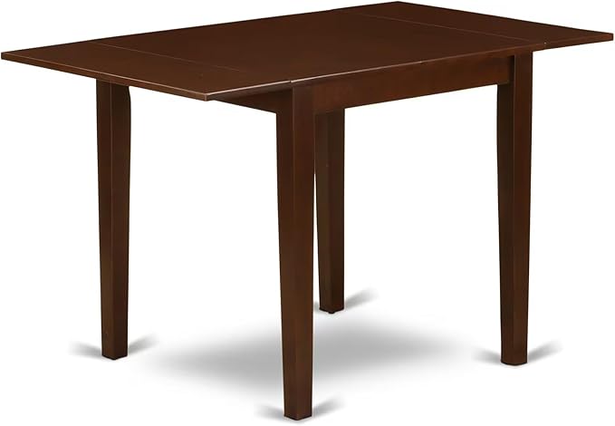 East West Furniture NDEN5-MAH-18 5 Piece Dining Table Set Includes a Rectangle Dining Room Table with Dropleaf and 4 Dark Coffee Linen Fabric Upholstered Chairs, 30x48 Inch, Mahogany