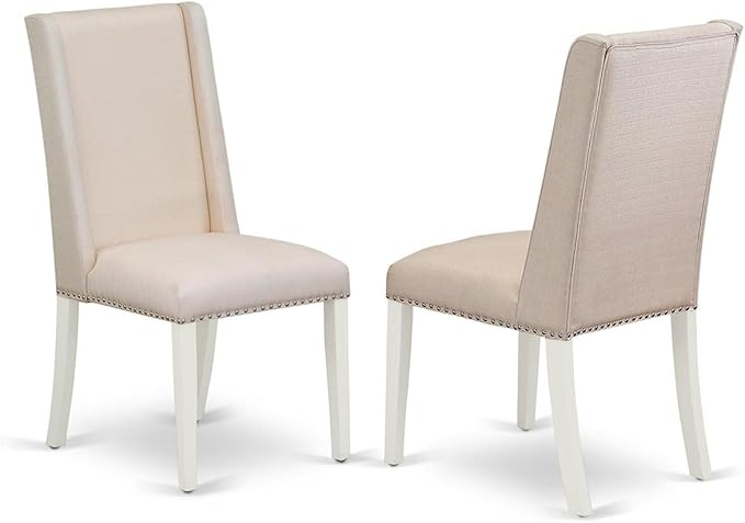 East West Furniture NOFL3-LWH-01 3 Piece Dinette Set for Small Spaces Contains a Rectangle Butterfly Leaf Table and 2 Cream Linen Fabric Upholstered Chairs, 32x54 Inch, Linen White