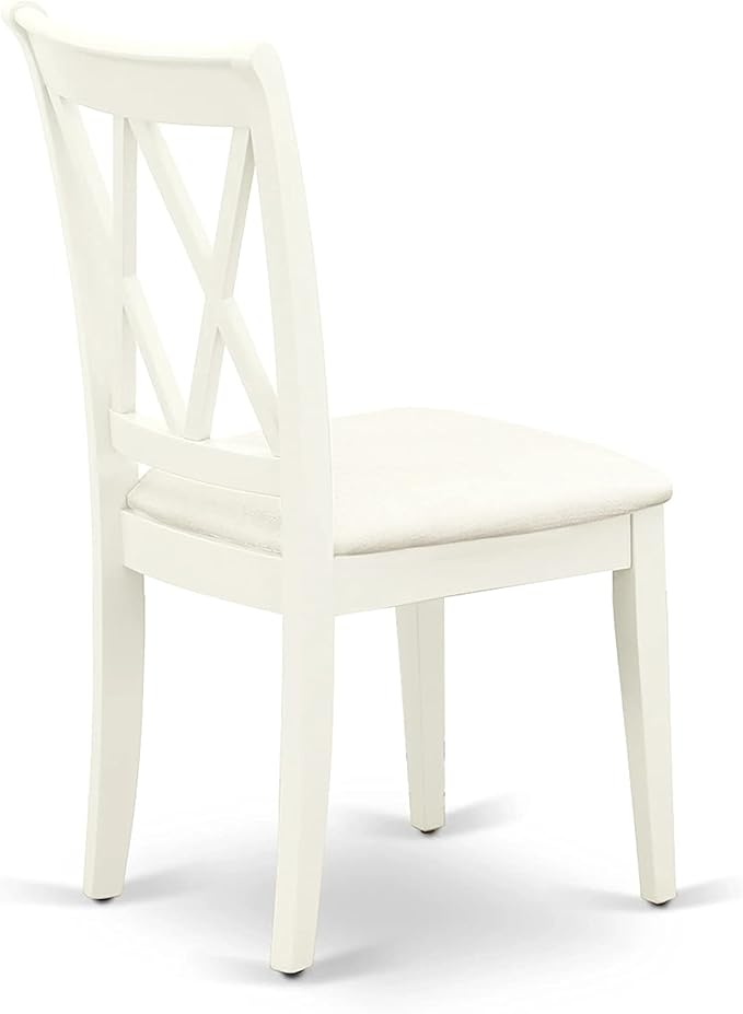 East West Furniture HBCL5-LWH-C 5 Piece Dining Table Set for 4 Includes a Round Kitchen Table with Pedestal and 4 Linen Fabric Dining Room Chairs, 42x42 Inch, Linen White