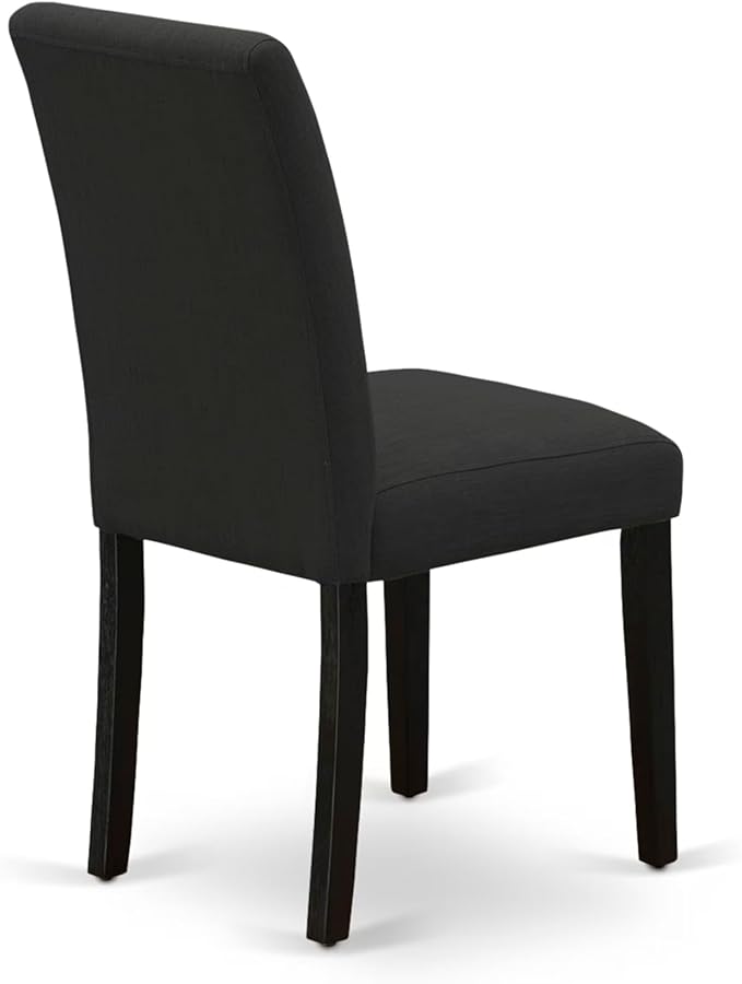 East West Furniture V677AB624-5 5 Piece Dinette Set Includes a Rectangle Dining Room Table with V-Legs and 4 Black Color Linen Fabric Parsons Dining Chairs, 40x72 Inch, Multi-Color