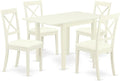 East West Furniture NDBO5-LWH-LC 5 Piece Dinette Set for 4 Includes a Rectangle Dining Room Table with Dropleaf and 4 Faux Leather Kitchen Dining Chairs, 30x48 Inch, Linen White
