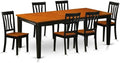 East West Furniture QUAN7-BCH-W 7 Piece Dining Table Set Consist of a Rectangle Wooden Table with Butterfly Leaf and 6 Dining Room Chairs, 40x78 Inch, Black & Cherry