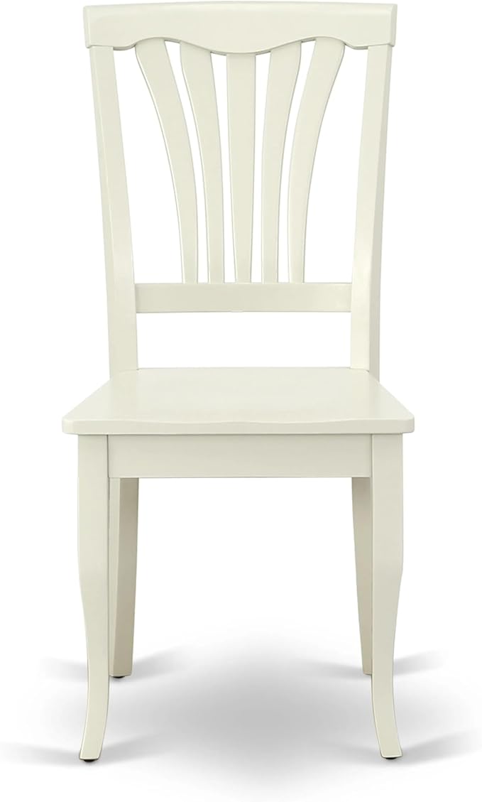 East West Furniture ANAV5-LWH-W 5 Piece Dining Room Table Set Includes a Round Kitchen Table with Pedestal and 4 Dining Chairs, 36x36 Inch, Linen White