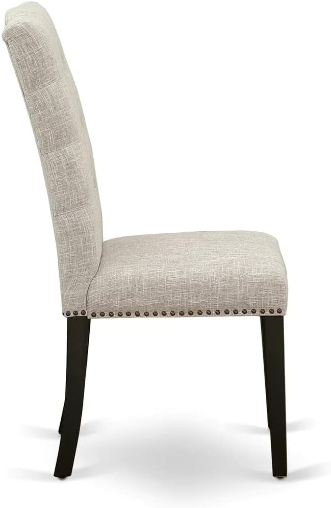 East West Furniture X627EL635-6 6 Piece Dining Table Set Contains a Rectangle Dining Room Table with X-Legs and 4 Doeskin Linen Fabric Parson Chairs with a Bench, 40x72 Inch, Multi-Color